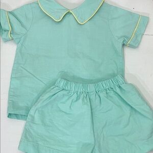 Kids Mint Green Matching Set with Yellow Trim - Classic Two-Piece